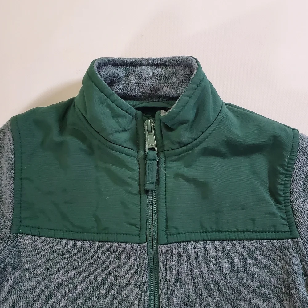 K1405 * The Children's Place Trail Fleece Full Zip Jacket Gray Green Size 5T